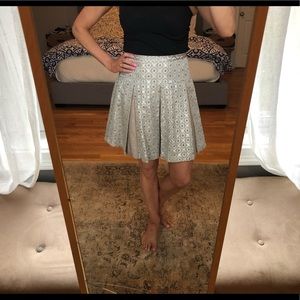 Alice + Olivia silver brocade pleated skirt